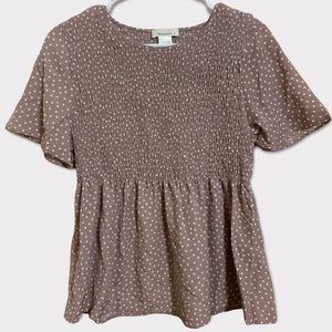 Urban Romantics Dusty Rose Pink Polka Dot Blouse L